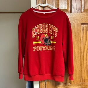 Kansas City Football Red Graphic Crewneck Sweatshirt
